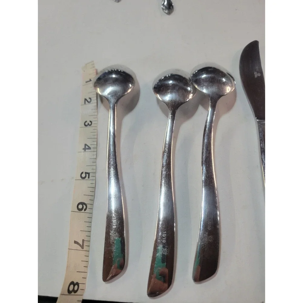 Royal 18/10 Stainless Steel Flatware 4pc Set 3 Teaspoons 1 Knife Modern Curved‎